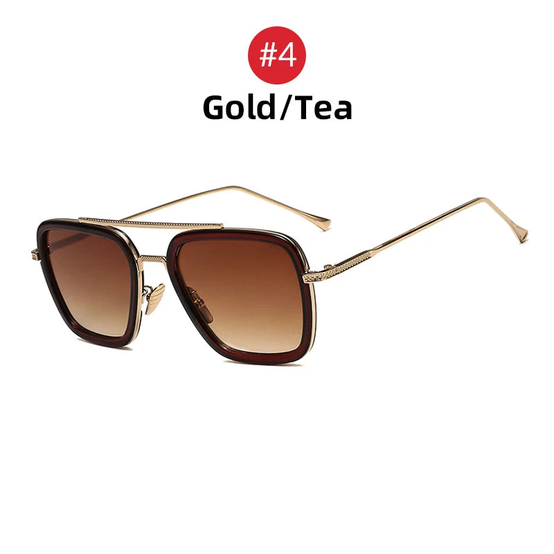 RBB Men’s & Women’s Steampunk Square Sunglasses – Blue Metal Frame UV400