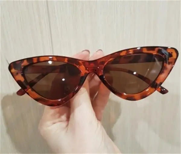 RBB Women’s Cat Eye Vintage Sunglasses – UV400 Small Triangle Leopard Frame