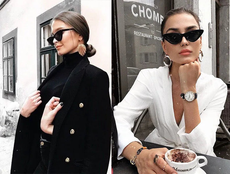 RBB Women’s Cat Eye Vintage Sunglasses – UV400 Small Triangle Leopard Frame