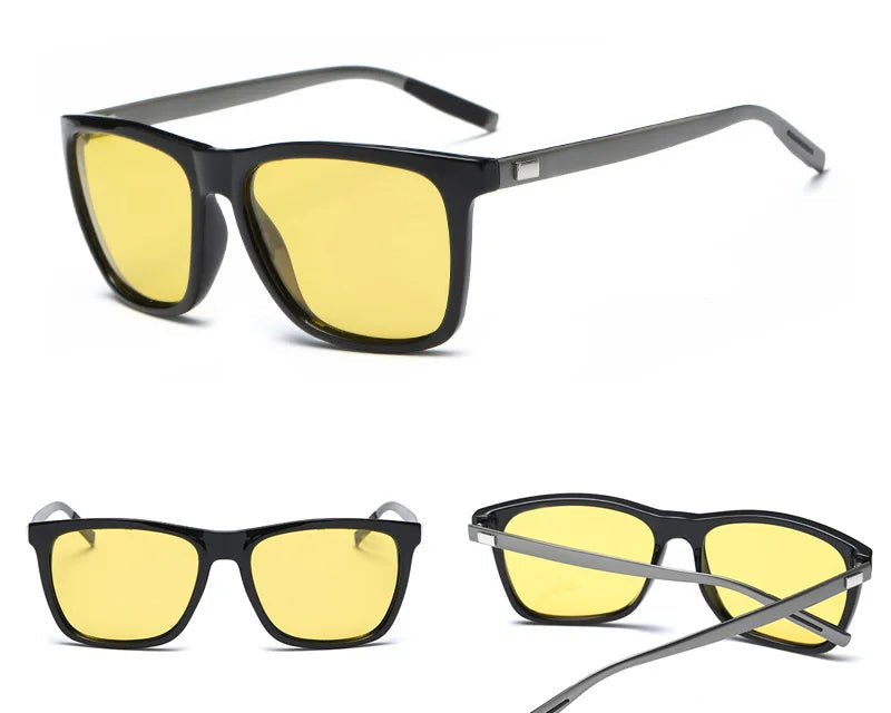 RBB HD Night Vision Sunglasses for Men – Aluminium Frame with Polarized Yellow Lenses for Safe Night Driving