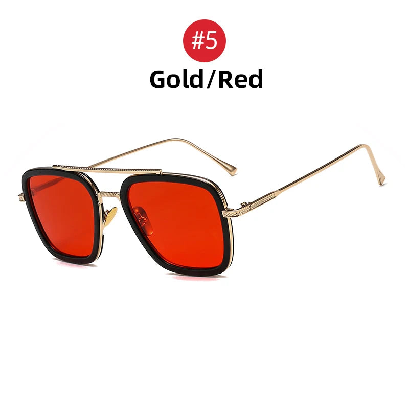 RBB Men’s & Women’s Steampunk Square Sunglasses – Blue Metal Frame UV400