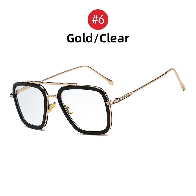 RBB Men’s & Women’s Steampunk Square Sunglasses – Blue Metal Frame UV400