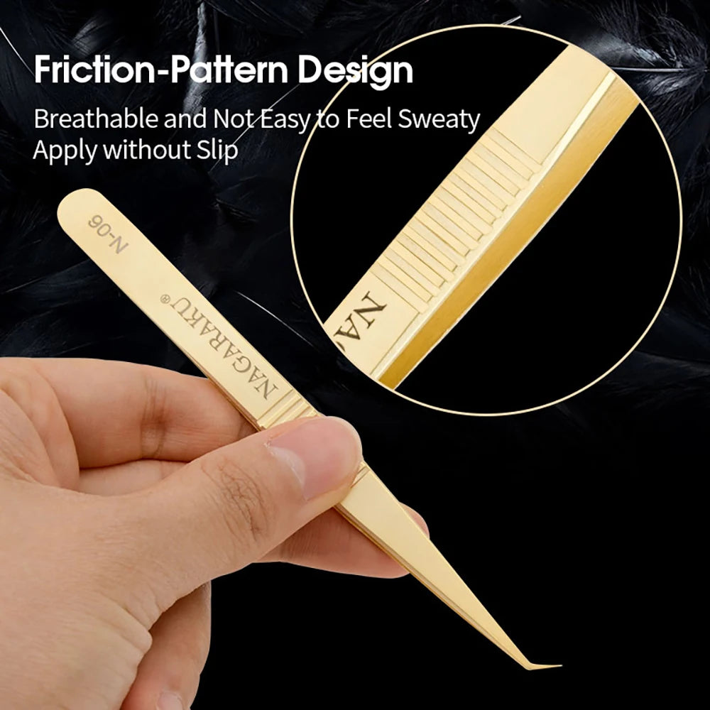 Stainless Steel Eyelash Extension Tweezers – 3D Precision Lash Applicator Tool