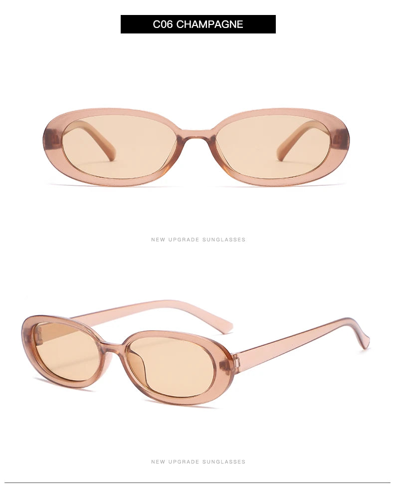 RBB 8-Piece Small Oval Vintage Sunglasses Set for Women – Retro UV400 Classic Shades