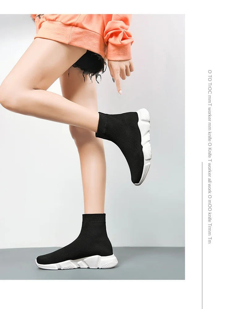 Classic Black High-Top Running Sneakers – Lightweight Slip-On Trainers for Men & Women