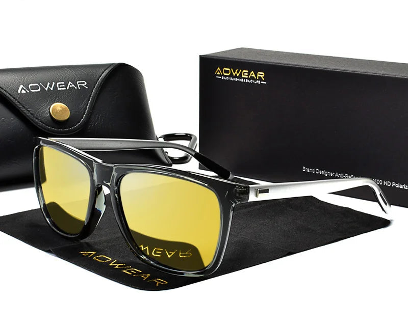 RBB HD Night Vision Sunglasses for Men – Aluminium Frame with Polarized Yellow Lenses for Safe Night Driving