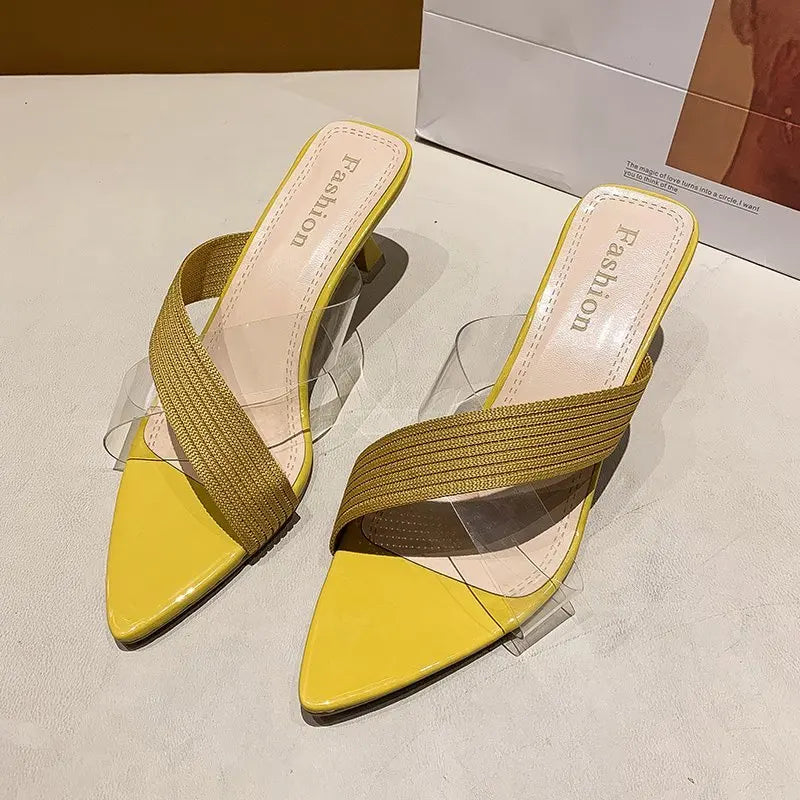 RBB Women’s Summer Pumps & Slides 2024 – Sexy Slip-On High Heels in Yellow, Green, Beige