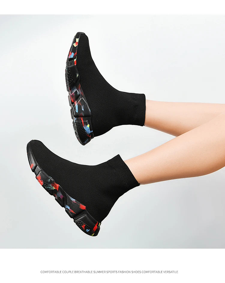 Classic Black High-Top Running Sneakers – Lightweight Slip-On Trainers for Men & Women