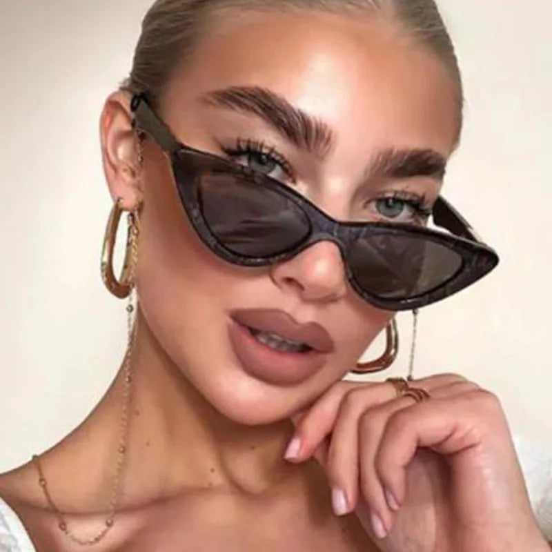 RBB Women’s Cat Eye Vintage Sunglasses – UV400 Small Triangle Leopard Frame