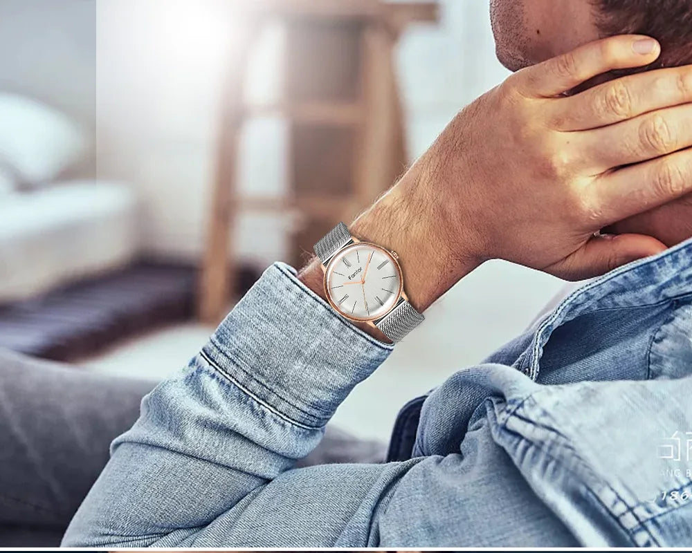 RBB Minimalist Luxury Quartz Men's Watch – Waterproof Mesh Wristwatch for Men | Relogio Masculino