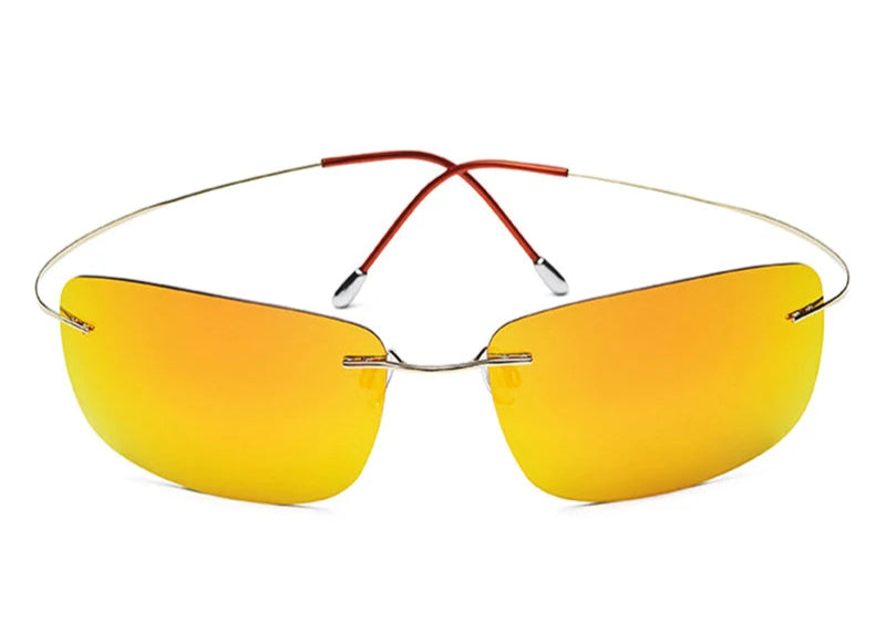 RBB Rimless Square Polarized Sunglasses – Ultralight Pure Titanium Driving Eyewear for Men
