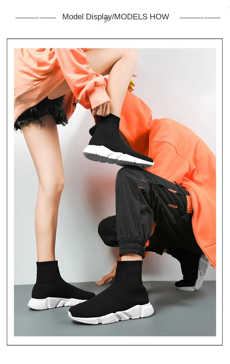 Classic Black High-Top Running Sneakers – Lightweight Slip-On Trainers for Men & Women