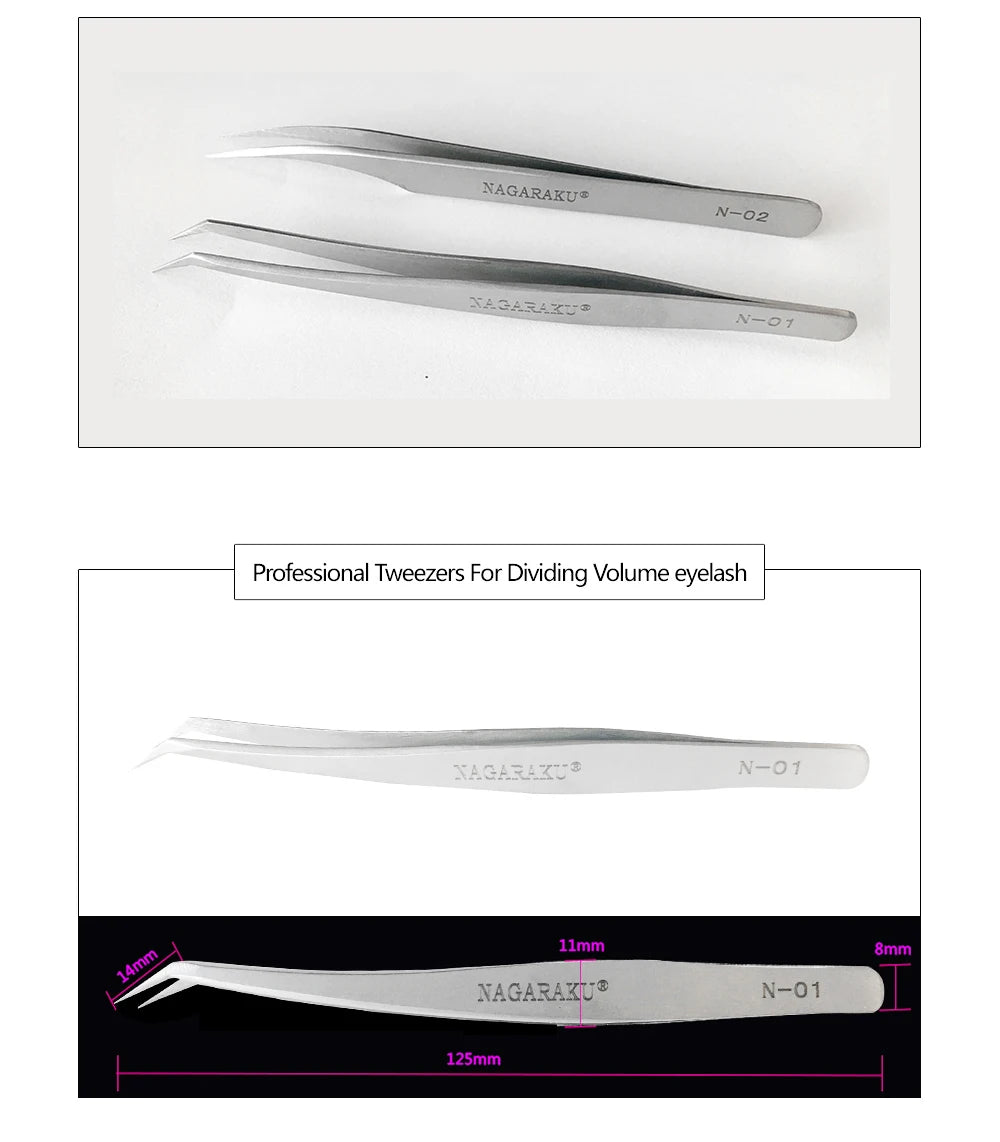 Stainless Steel Eyelash Extension Tweezers – 3D Precision Lash Applicator Tool