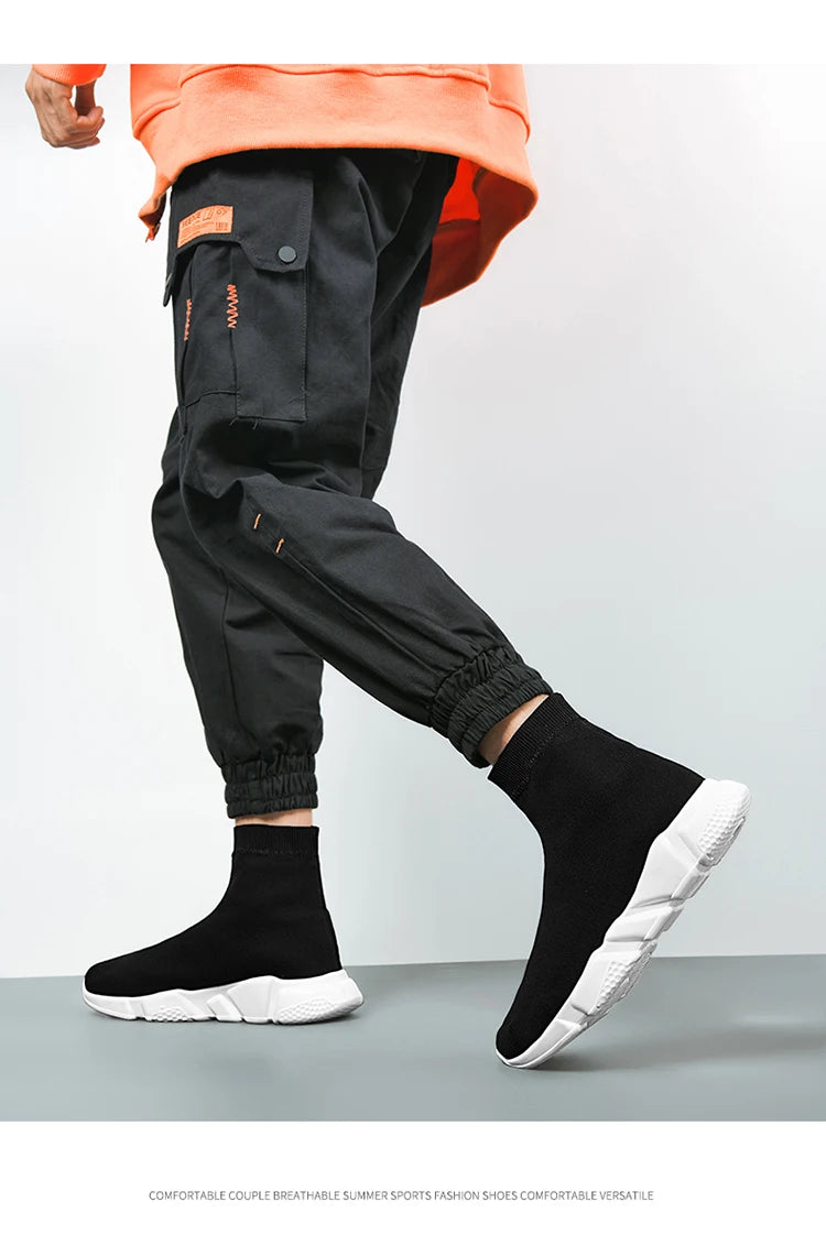 Classic Black High-Top Running Sneakers – Lightweight Slip-On Trainers for Men & Women