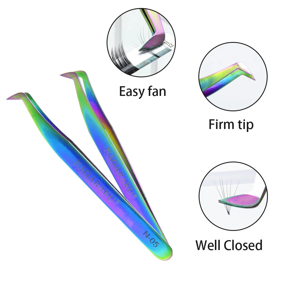 Stainless Steel Eyelash Extension Tweezers – 3D Precision Lash Applicator Tool