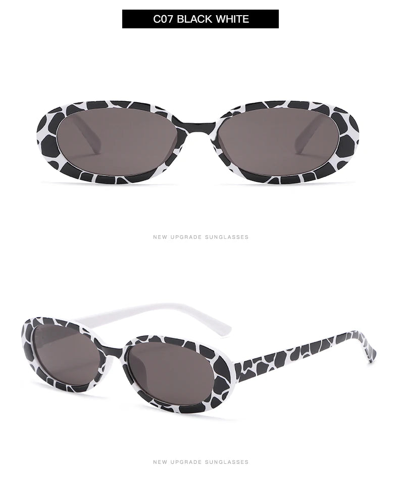 RBB 8-Piece Small Oval Vintage Sunglasses Set for Women – Retro UV400 Classic Shades