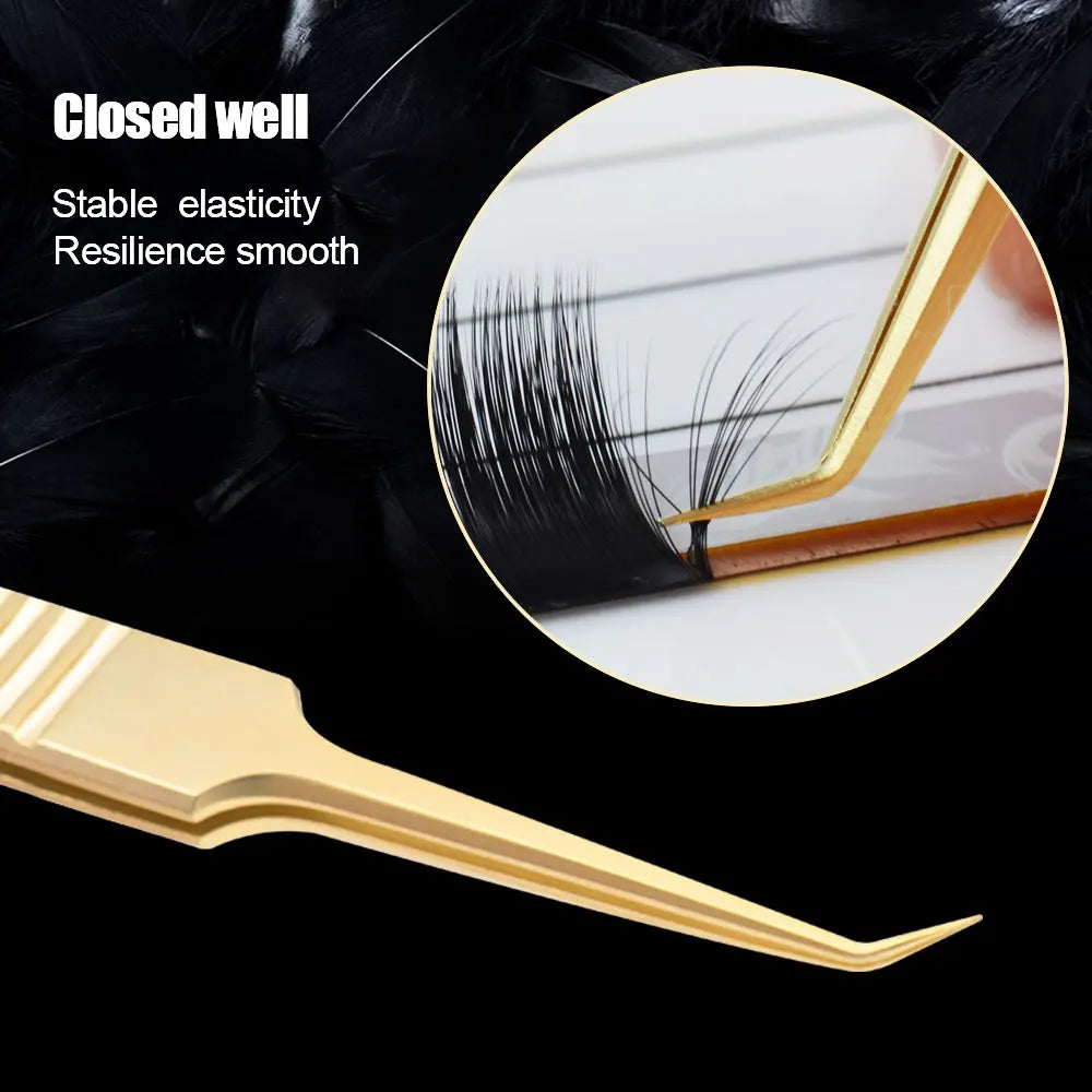 Stainless Steel Eyelash Extension Tweezers – 3D Precision Lash Applicator Tool
