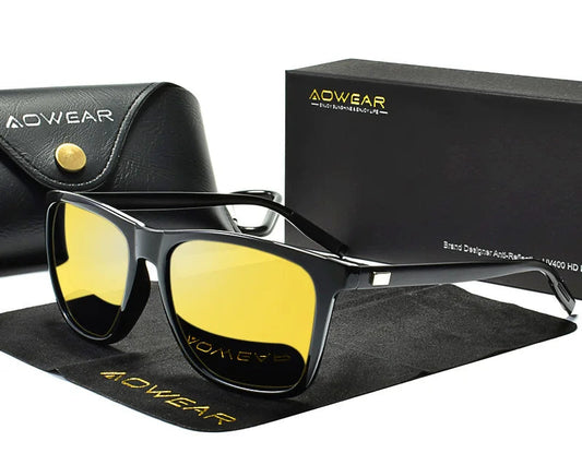 RBB HD Night Vision Sunglasses for Men – Aluminium Frame with Polarized Yellow Lenses for Safe Night Driving