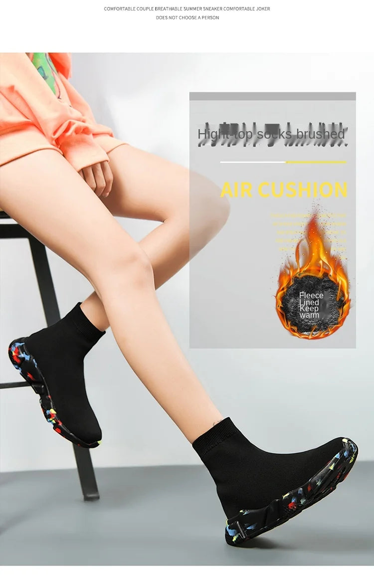 Classic Black High-Top Running Sneakers – Lightweight Slip-On Trainers for Men & Women