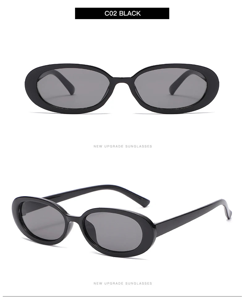 RBB 8-Piece Small Oval Vintage Sunglasses Set for Women – Retro UV400 Classic Shades