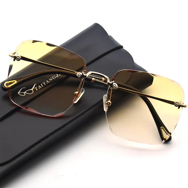 RBB Women’s Rimless Sunglasses – UV400 Gradient Summer Shades