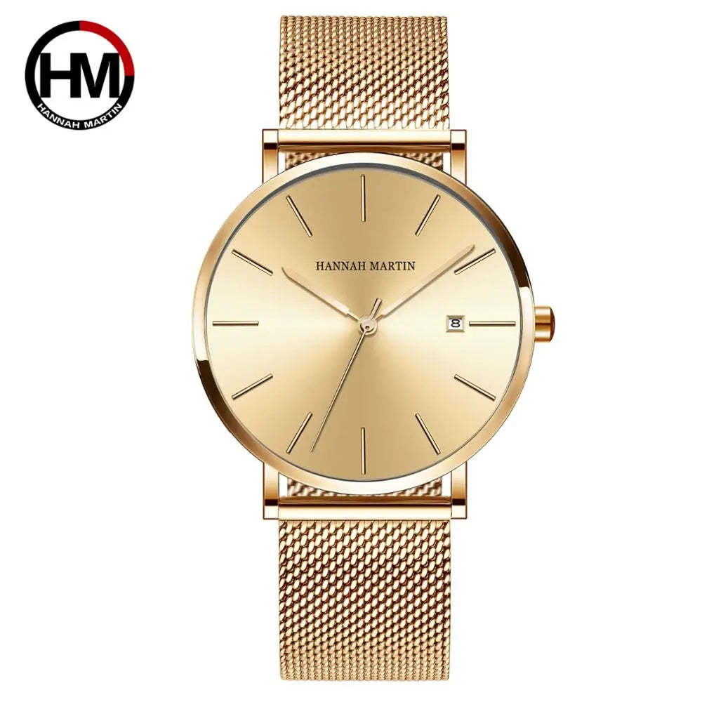 RBB Classic Bauhaus Men's Ultra-Thin Quartz Watch – Dark Blue Dial, Stainless Steel, Waterproof, Calendar Function