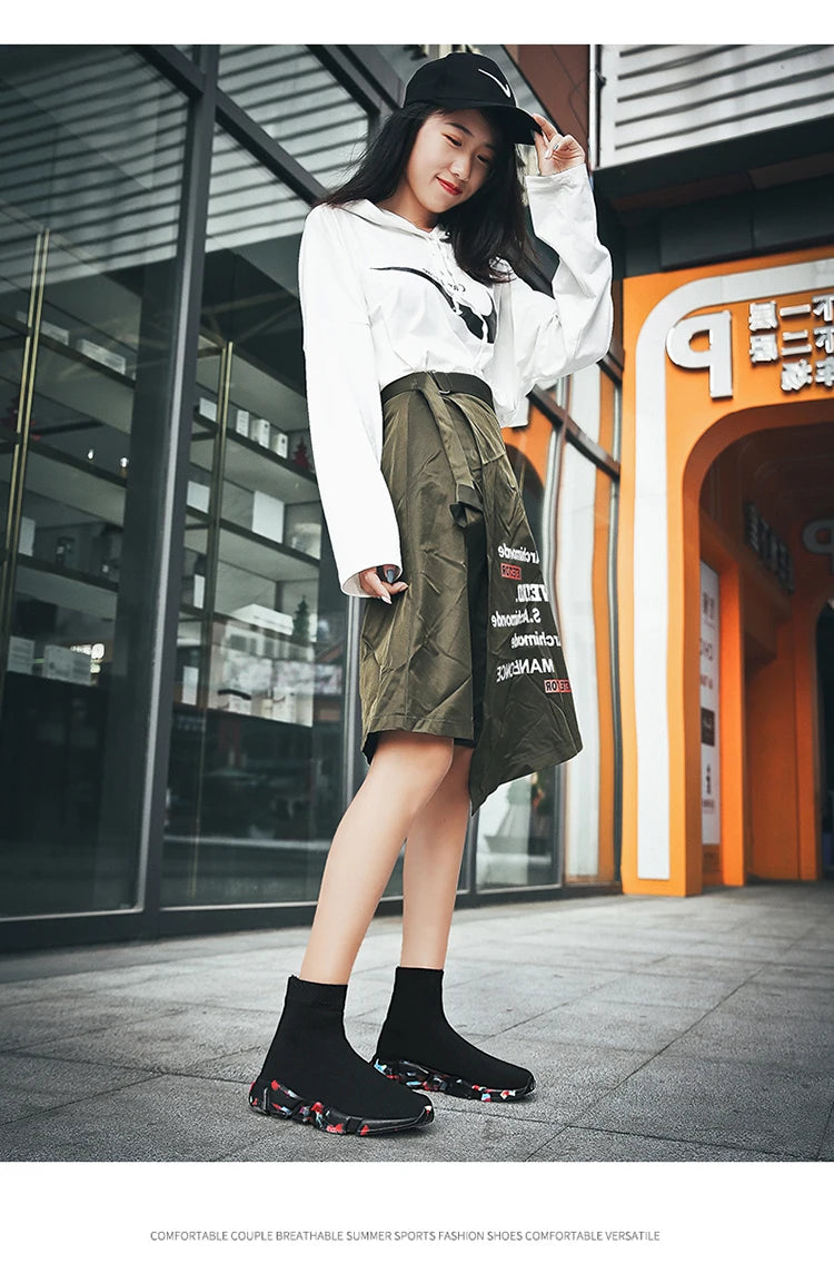 Classic Black High-Top Running Sneakers – Lightweight Slip-On Trainers for Men & Women