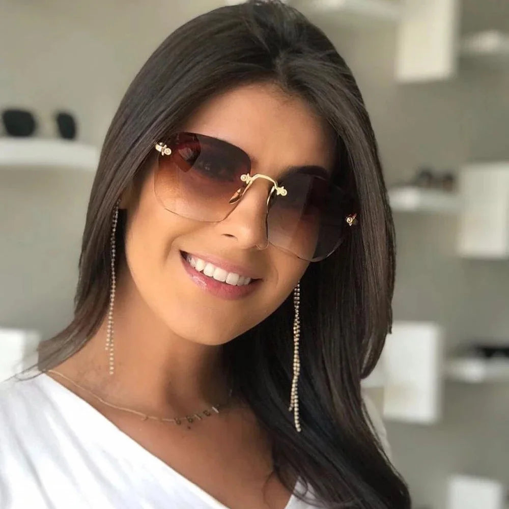 RBB Women’s Rimless Sunglasses – UV400 Gradient Summer Shades