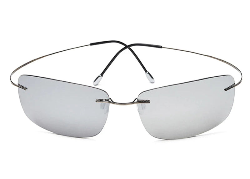 RBB Rimless Square Polarized Sunglasses – Ultralight Pure Titanium Driving Eyewear for Men
