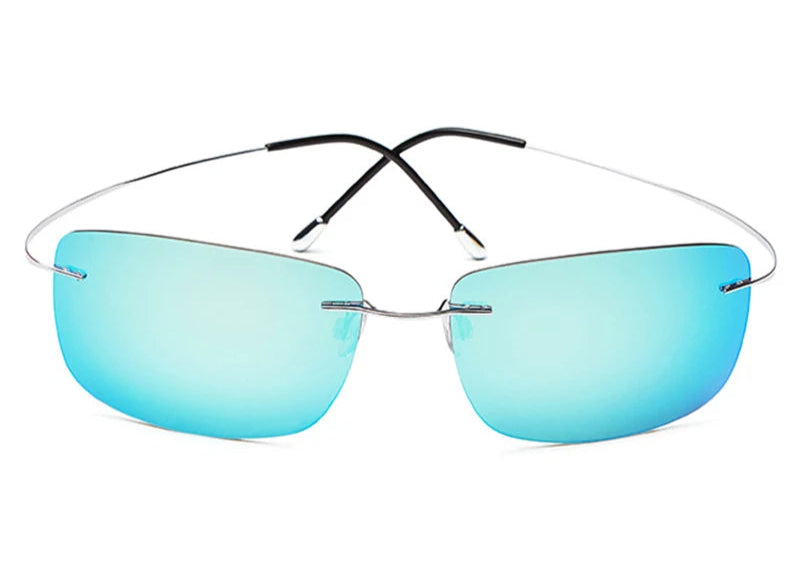 RBB Rimless Square Polarized Sunglasses – Ultralight Pure Titanium Driving Eyewear for Men