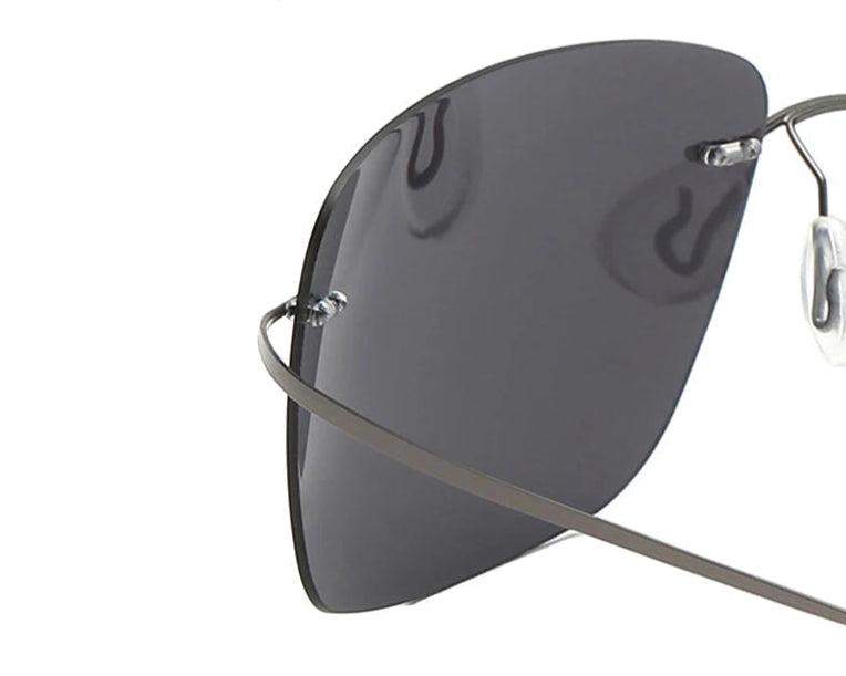 RBB Rimless Square Polarized Sunglasses – Ultralight Pure Titanium Driving Eyewear for Men