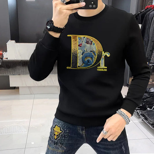 RBB Men’s Embroidered Pullover Hoodie – Long-Sleeved Cotton Sweatshirt Casual Top