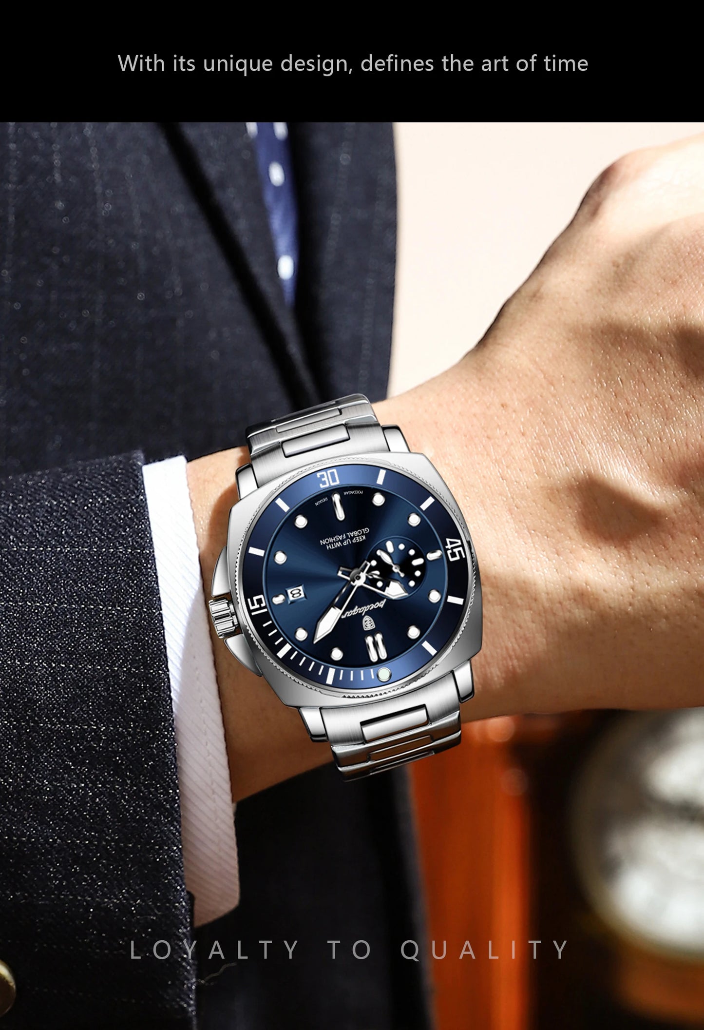 RBB Luxury Men's Quartz Watch – Stainless Steel, Waterproof, Luminous, Date Display, Business Style