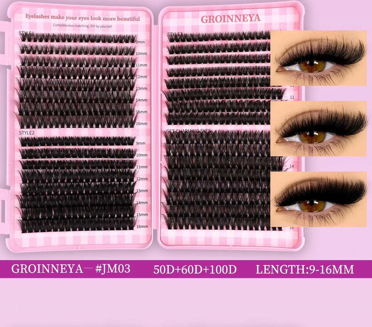 DIY Lash Clusters Set – Mixed Fluffy Individual Extensions with Lash Bond & Seal Kit