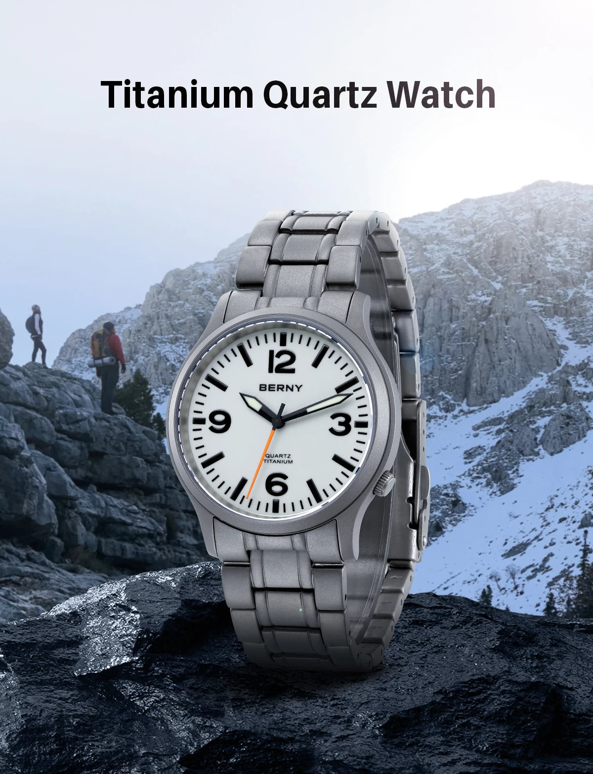 RBB Titanium Men’s Outdoor Sports Quartz Watch – Super Luminous Dial, Sapphire Crystal, Lightweight, 5ATM Waterproof