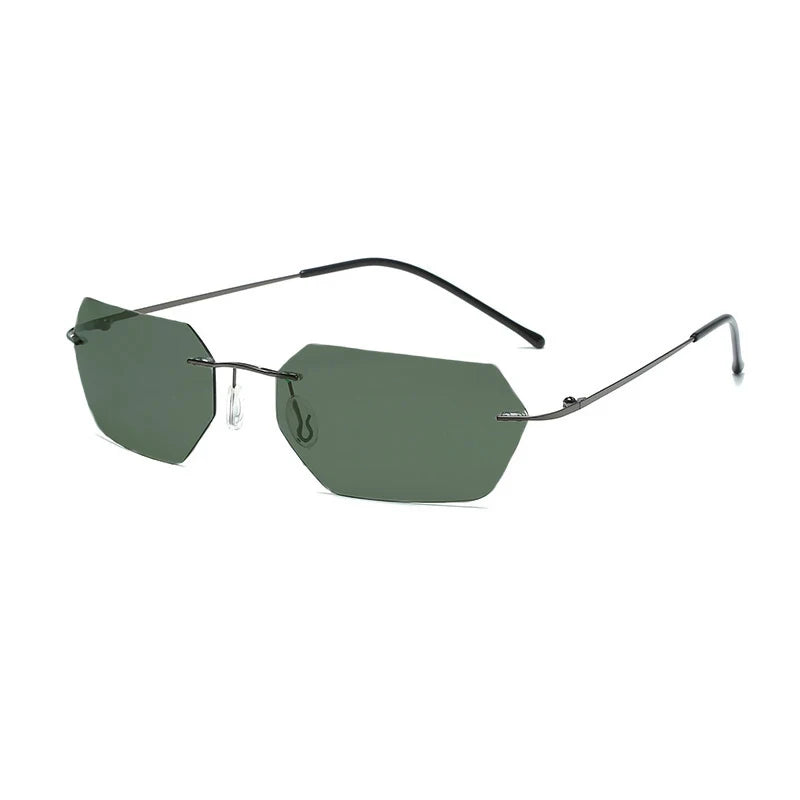 RBB Rimless Titanium Polarized Sunglasses – Ultra-Light Polygonal Design for Men & Women