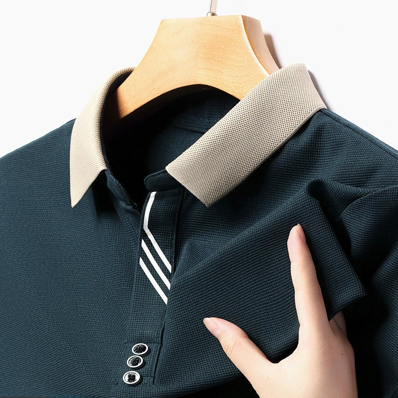 RBB Men's Solid Color Casual Short Sleeve Polo Shirt – Summer Comfortable Top for Business & Leisure