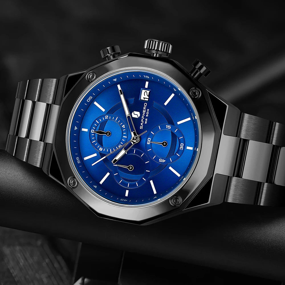 RBB Excellence Chronograph – Men's Luxury Sports Watch with Waterproof Design & Running Seconds