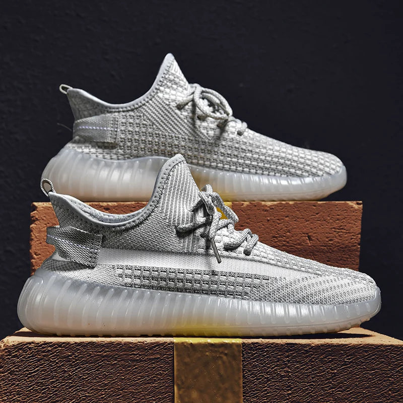 2025 Summer Yeezy-Style Sneakers – Breathable & Comfortable Unisex Casual Shoes (White/Gray)