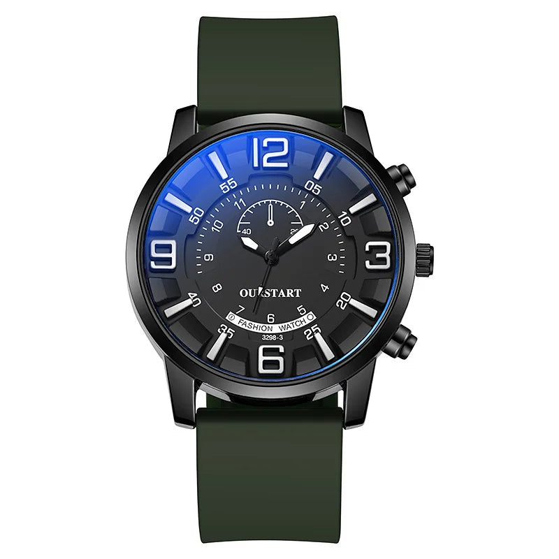 RBB Men’s Digital Quartz Watch – Blue Glass, Silicone Strap