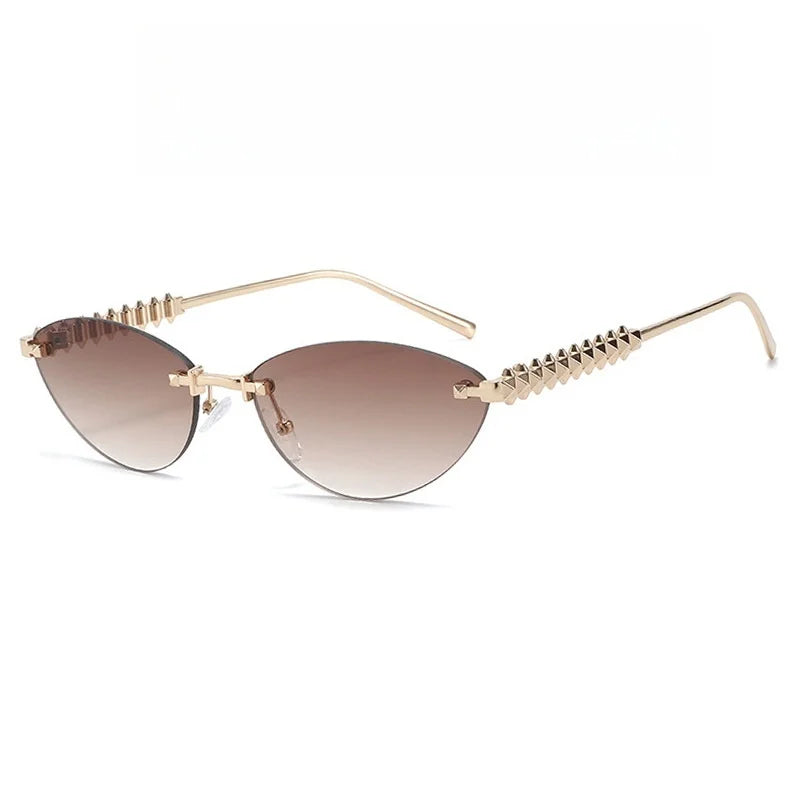 RBB Rimless Cat Eye Sunglasses for Women | Vintage Metal Frame | RBB UV400 Fashion Eyewear