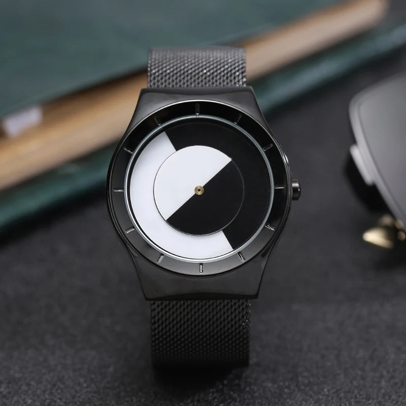 RBB Minimalist Unisex Quartz Watch – Conceptual Dial & Simple Design for Men & Women