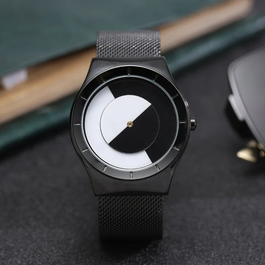 RBB Minimalist Unisex Quartz Watch – Conceptual Dial & Simple Design for Men & Women