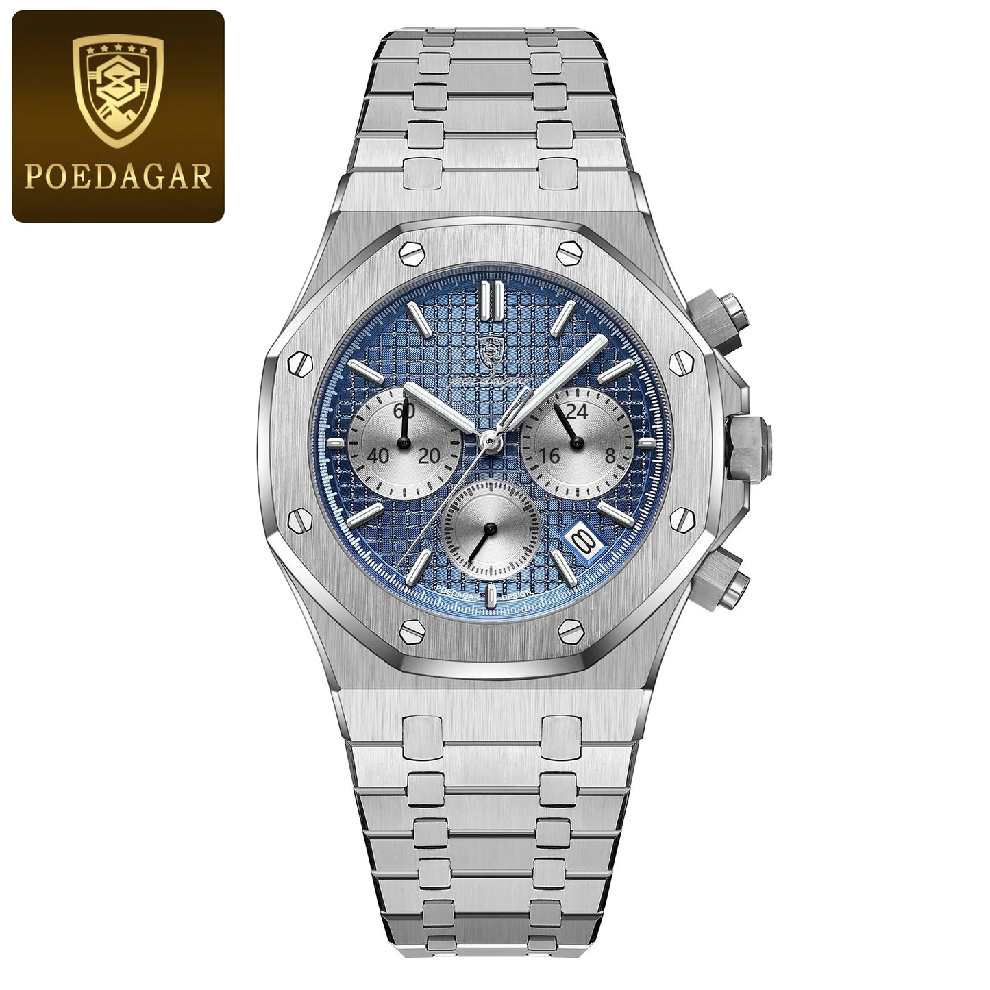 RBB Luxury Men's Stainless Steel Chronograph Watch – Military Style, Waterproof & Luminous Quartz Wristwatch