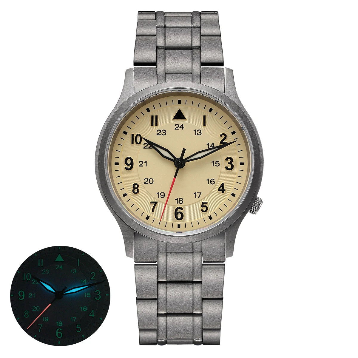 RBB Full Titanium Pilot Men's Watch – VH31 Quartz, Sapphire Glass, Super Luminous, Lightweight Sport Wristwatch