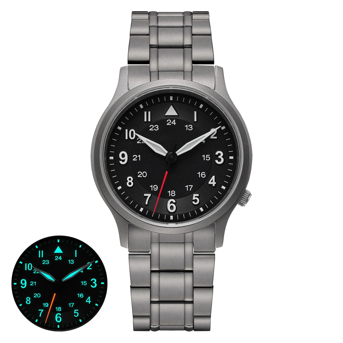 RBB Full Titanium Pilot Men's Watch – VH31 Quartz, Sapphire Glass, Super Luminous, Lightweight Sport Wristwatch