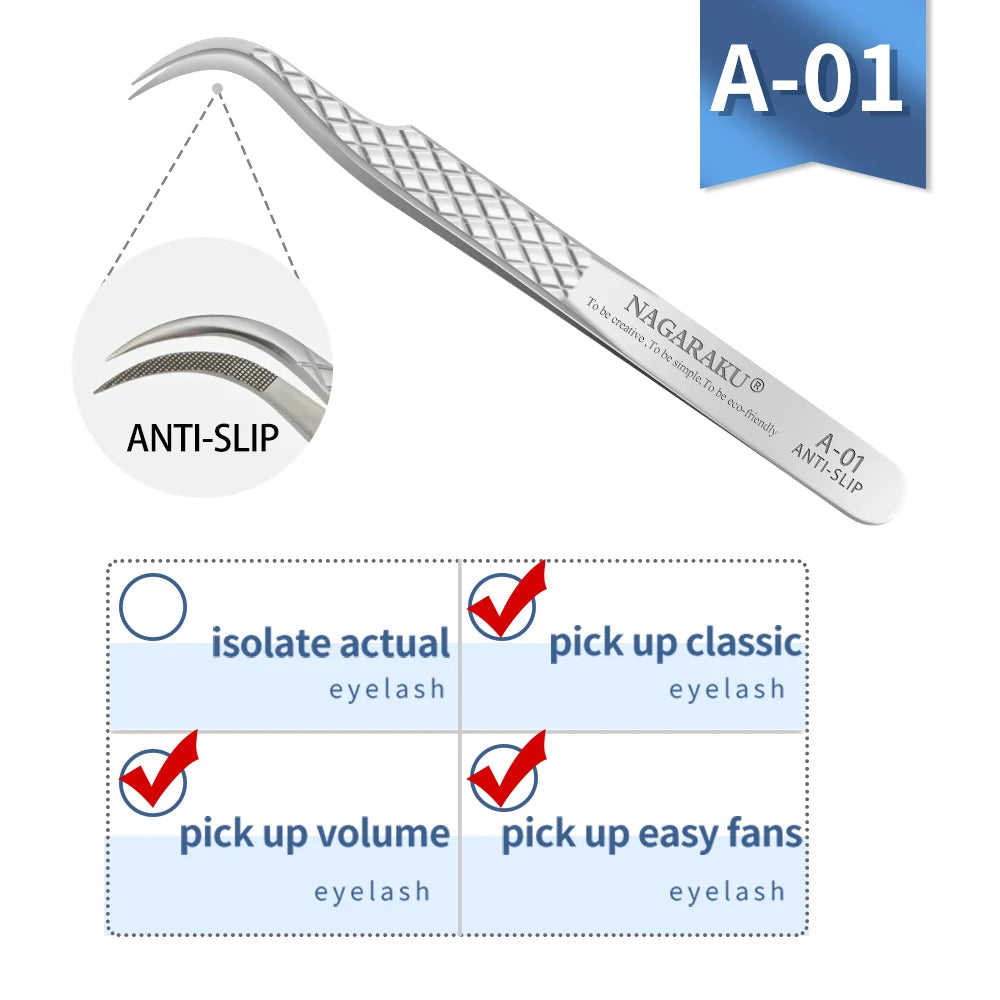 Stainless Steel Eyelash Extension Tweezers – 3D Precision Lash Applicator Tool