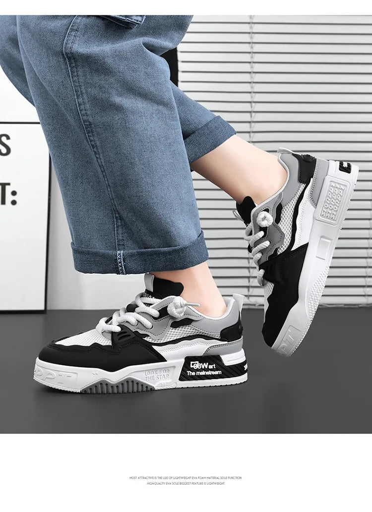 2025 Men’s Large-Size All-Season Soft Sole White Sneakers – Versatile Fashion Sports Shoes