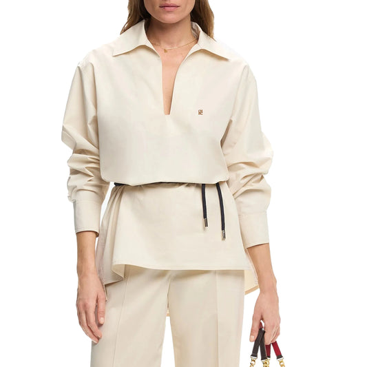 RBB Women's Elegant V-Neck Blouse – Solid Long Sleeve Office Tunic Top