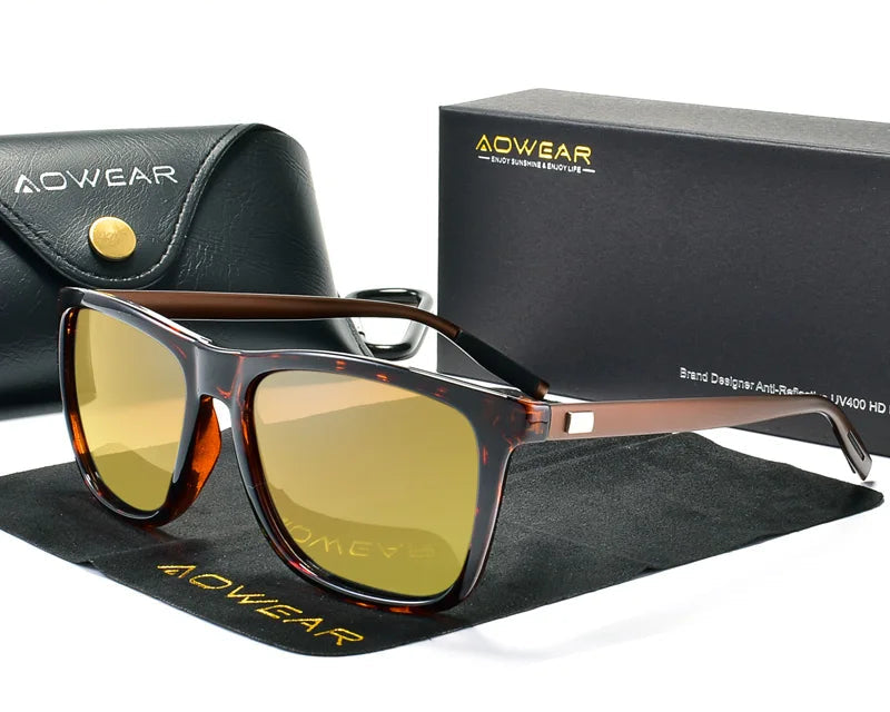 RBB HD Night Vision Sunglasses for Men – Aluminium Frame with Polarized Yellow Lenses for Safe Night Driving